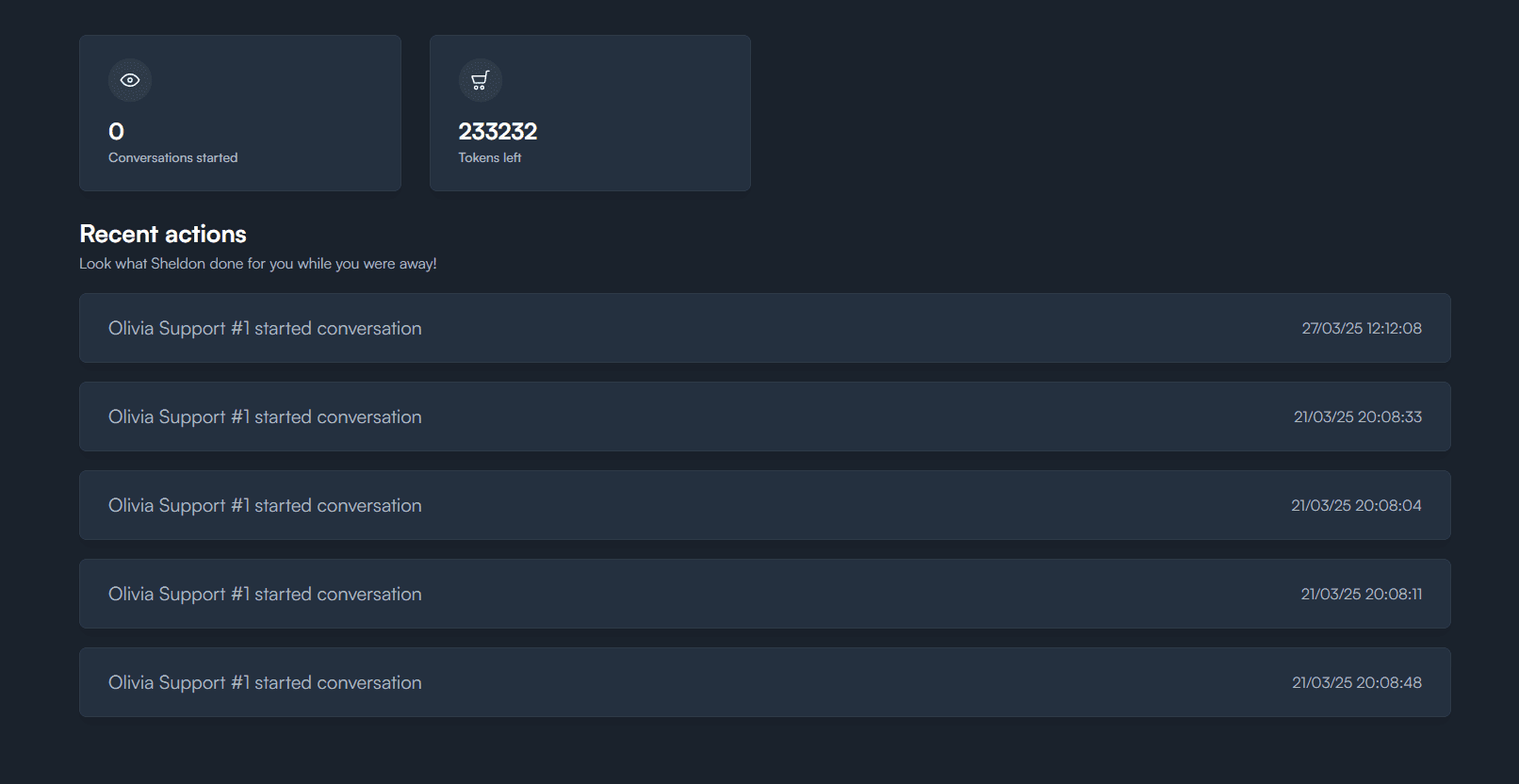 Sheldon AI dashboard preview